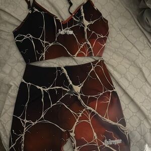 Gvilregime Women's Athletic Shorts and Top Set - Black and Brown